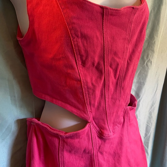Great Cutout Dress! Stretch denim corset top open waist  size S-M Fun goth/rave! - Picture 3 of 8